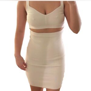 John Elliott Cream Cut-Out Bodycon Dress